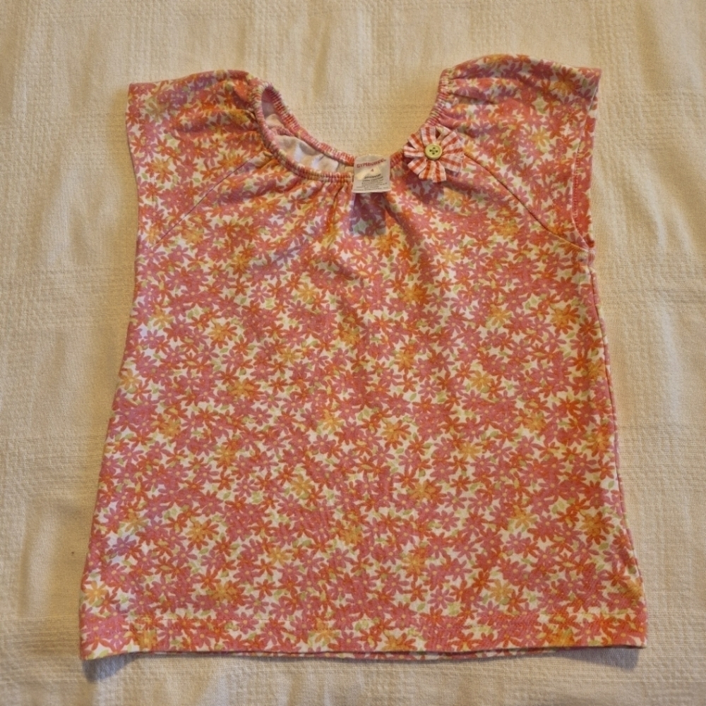 Gymboree girls size 4 Freshly Picked line cap sleeve shirt tiny flowers VGUC